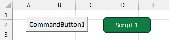 Excel buttons for running VBA and Office Scripts.