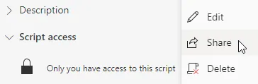 Sharing a script in Office Scripts for Excel.