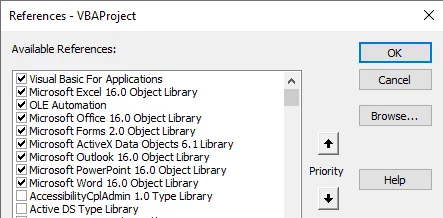 External Reference Libraries in a VBA Project.