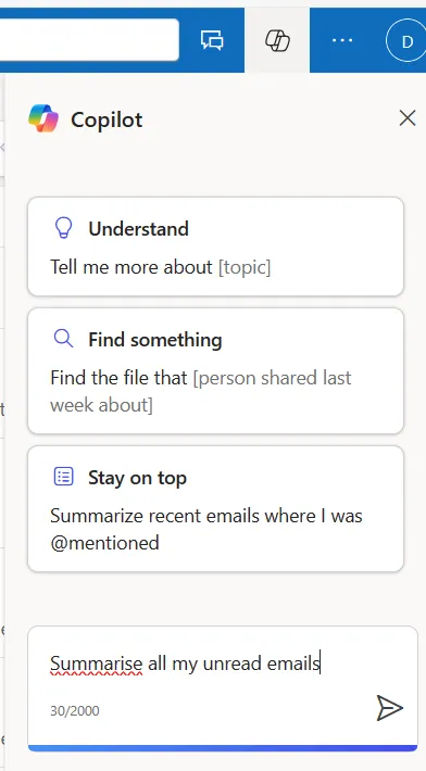 Summarising unread emails