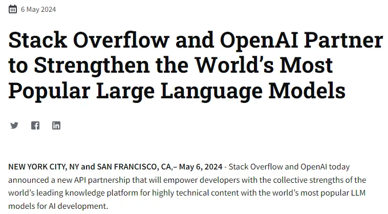 StacKOverflow OpenAI partner