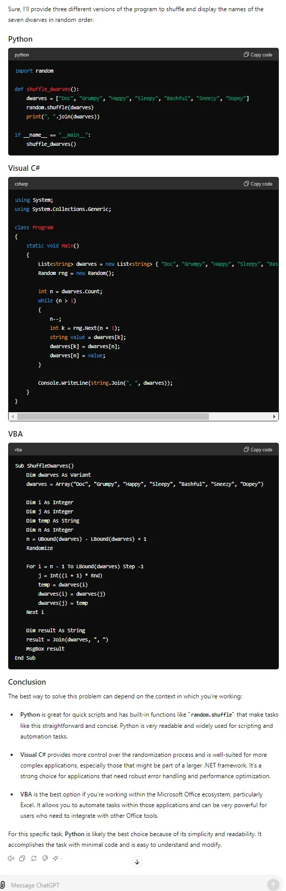 ChatGPT coding