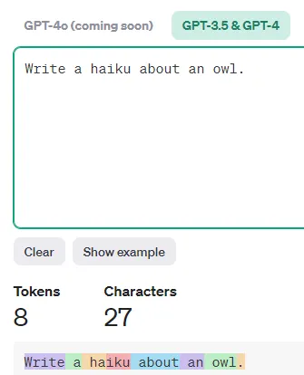 Example of tokens