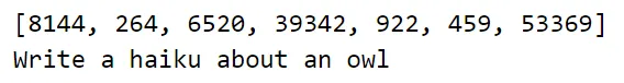 Output of tokens