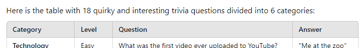 First set of questions