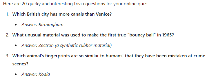 Second prompt results