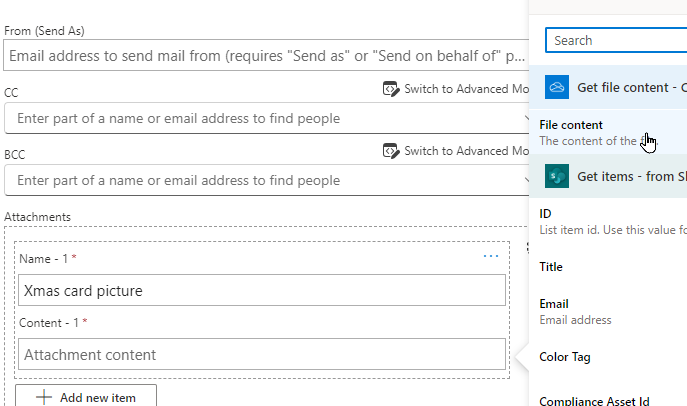 Setting name and contnet