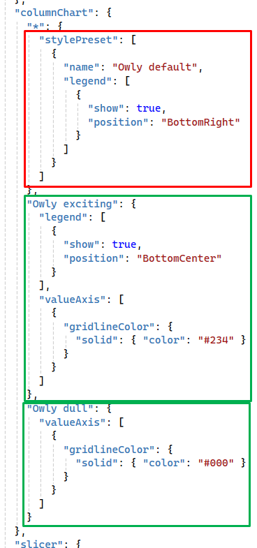 JSON for theme for presets
