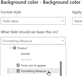 Select the formatting measure