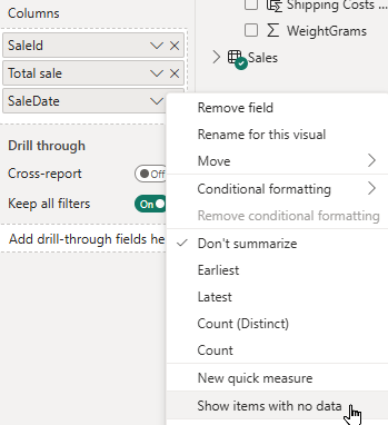 Forcing the missing rows to appear in the visual