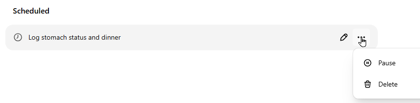 Changing task menu