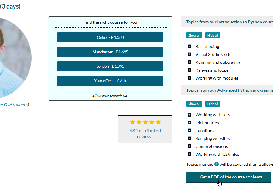 Course outline PDF button