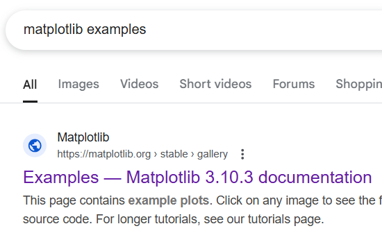 Google search for matplotlib exaples