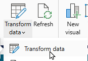 From the Home choose Transform data