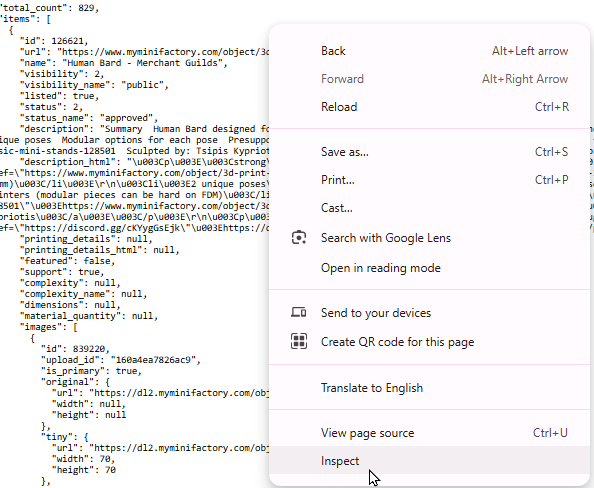 Inspect page