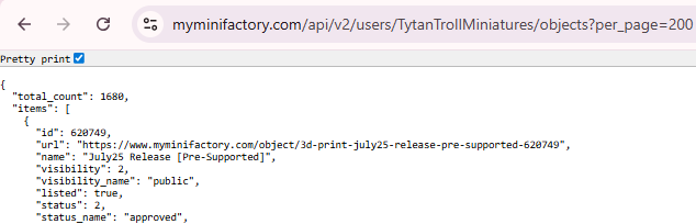 An API run using a cookie