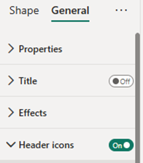 Image showing the General settings fo a visual