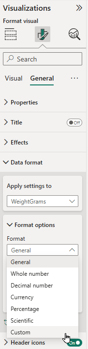 Using the General Data format option