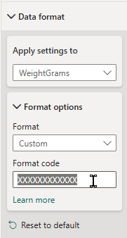 Change formatting to lots of Xs