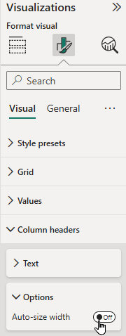 Turn off auto size width