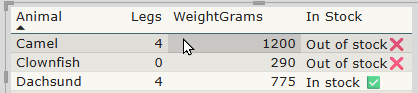 Column has resized to fit