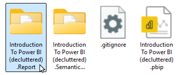 List of files created with the pbip
