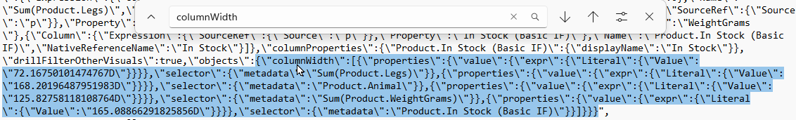 Column width property