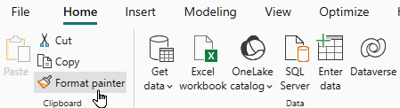 Select the format painter to copy the current visuals settings