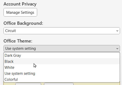 Choose the dark theme
