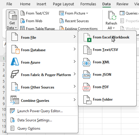 Loading data from Excel