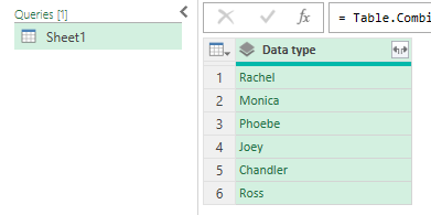 Single column of data