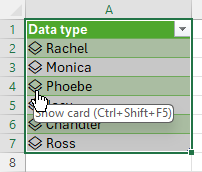 Showing card details