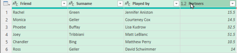 Selecting the columns