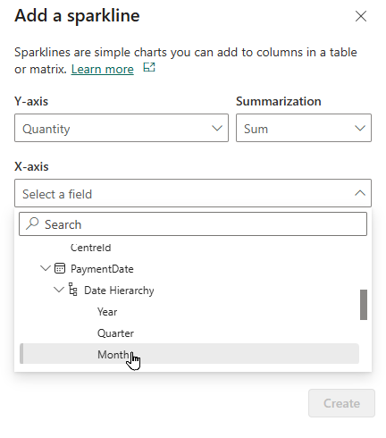 Calculating sparkline