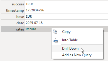 Drill down on the json file data