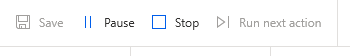 An image showing the Stop and Pause options when running a flow