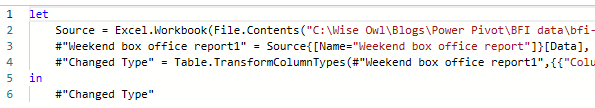 A Power Query M query in Excel