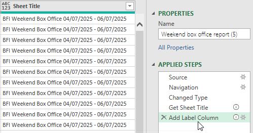A new custom column in a Power Query M query