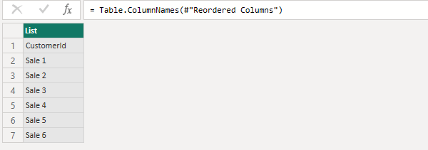 Return a list of all the column names in the table