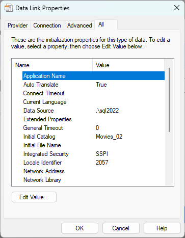 An image showing the All tab that has all properties for editing