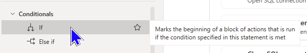 An image showing the tooltip when you hover over the if action