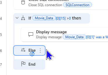An image showing the correct placement of the Else action