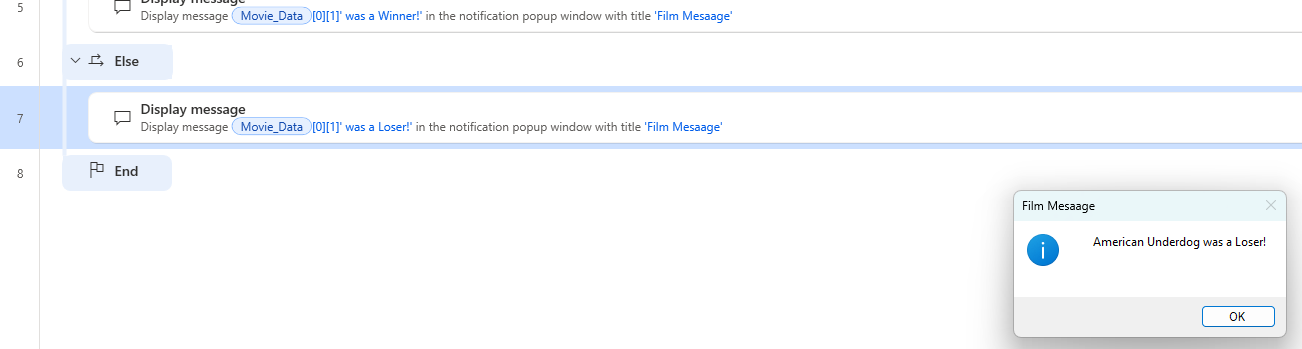 An image showing the flow paused while the message is being displayed