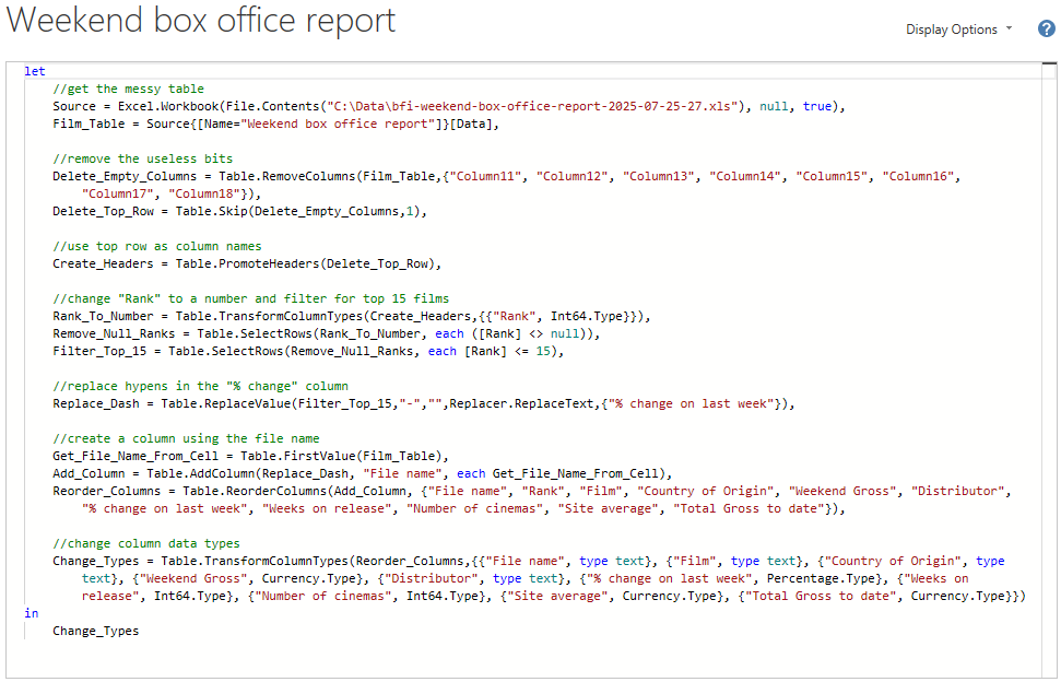 A neat query written in Power Query M formula language