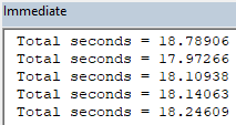 The time taken to process half a million rows in an Excel worksheet using a standard For Each loop