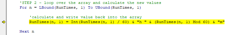 Stepping through a For Each loop in an Excel VBA procedure