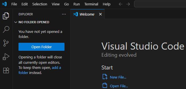 Part of the Visual Studio Code window Part of the Visual Studio Code window