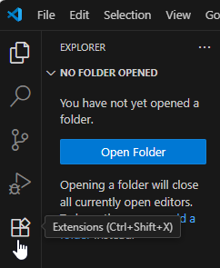 Viewing extensions in Visual Studio Code Viewing extensions in Visual Studio Code
