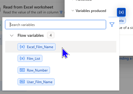 This image shows the value read from Excel being stored in the correct variable.