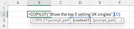 Example of the COPILOT function